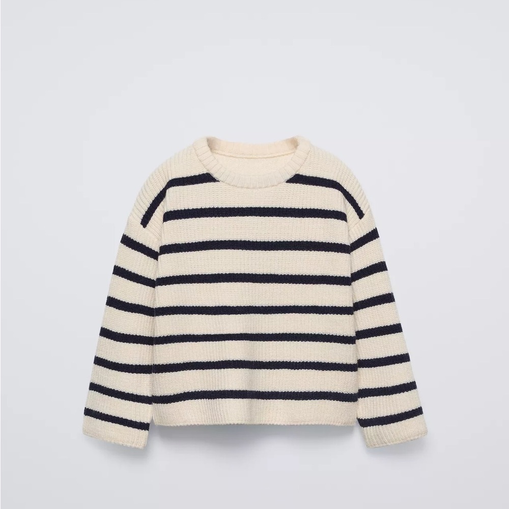 Zara Kids Cream and Black Striped Sweater size 2-3T